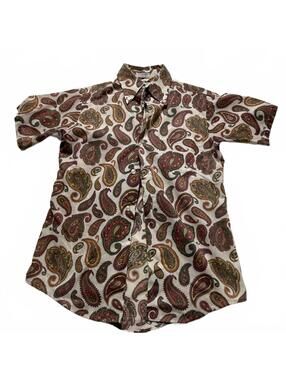 W.T. GRANT PENNLEIGH VARSITY‎ Vintage Paisley Short Sleeve Button up WNS SZ 12